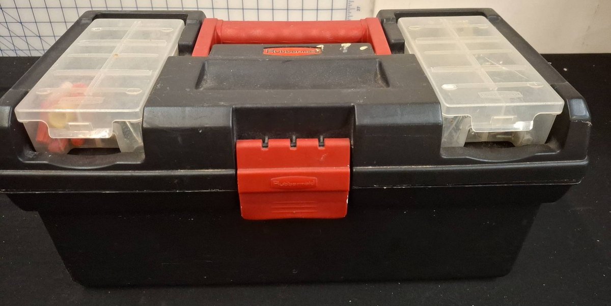 Rubbermaid Toolbox With Tools and Hardware