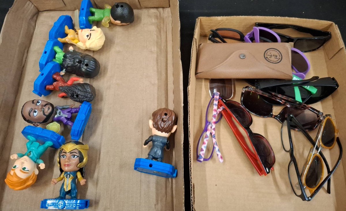 Toy Figures and Sunglasses Lot