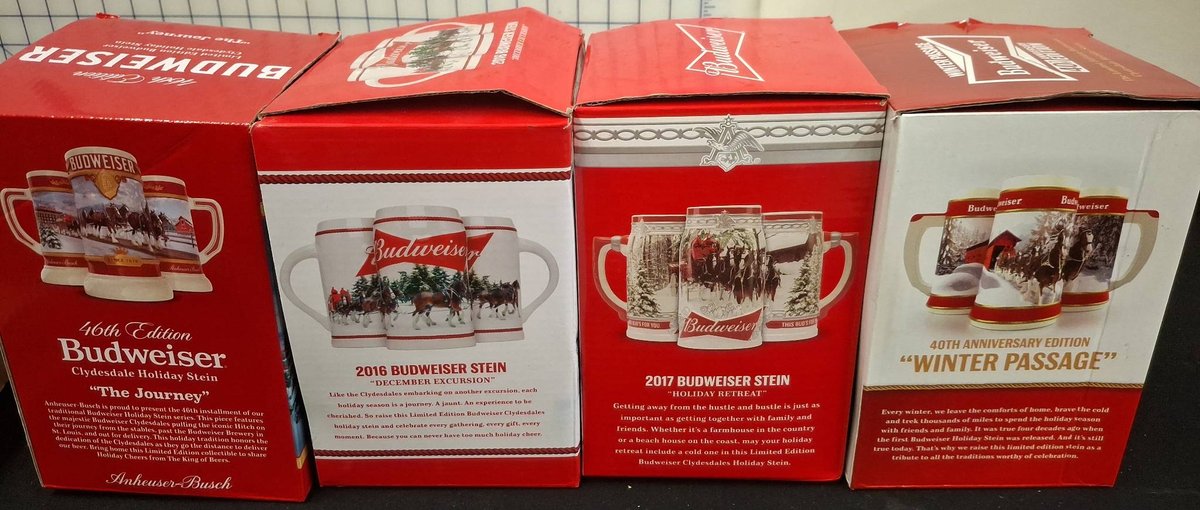 Budweiser Clydesdale Holiday Stein Set of 4