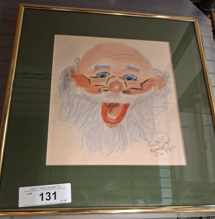 Framed Santa Drawing by Courtney Russell, 14"×14"