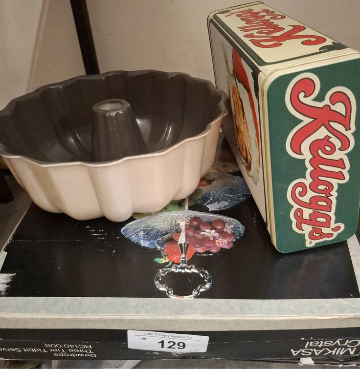 Bundt Pan, Kellogg's Tin, Mikasa Crystal Server