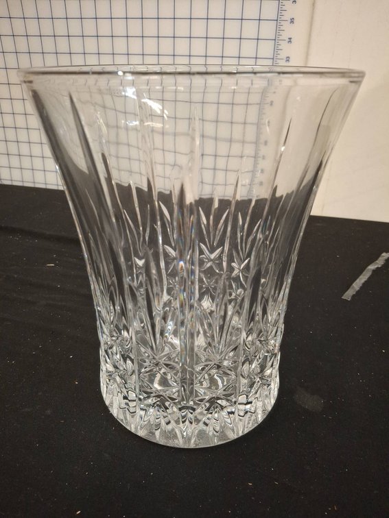 Cut Crystal Vase 9" Tall, 7" Wide