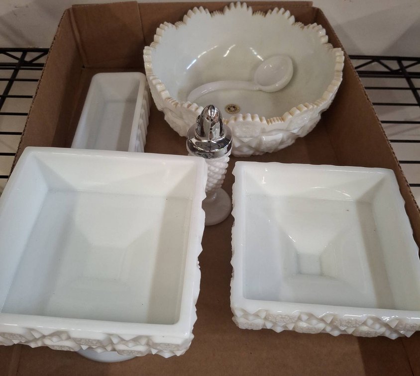Westmoreland Milk Glass Bowl & Pedestal Dishes