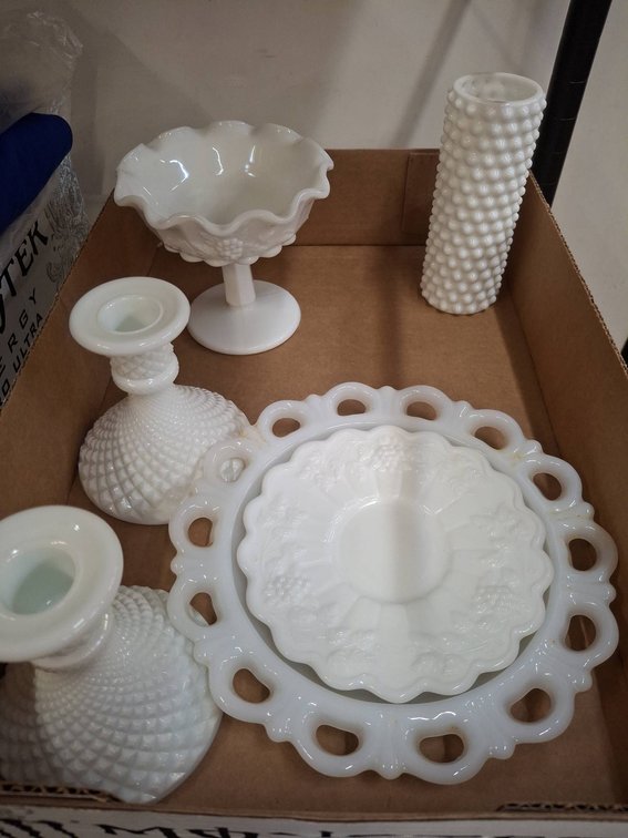White Milk Glass Tableware Lot