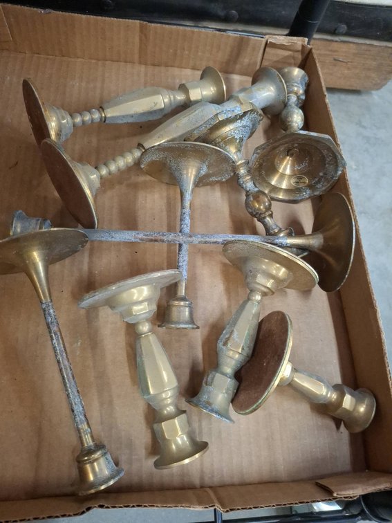 Brass Candlestick Holders, Made In Hong Kong