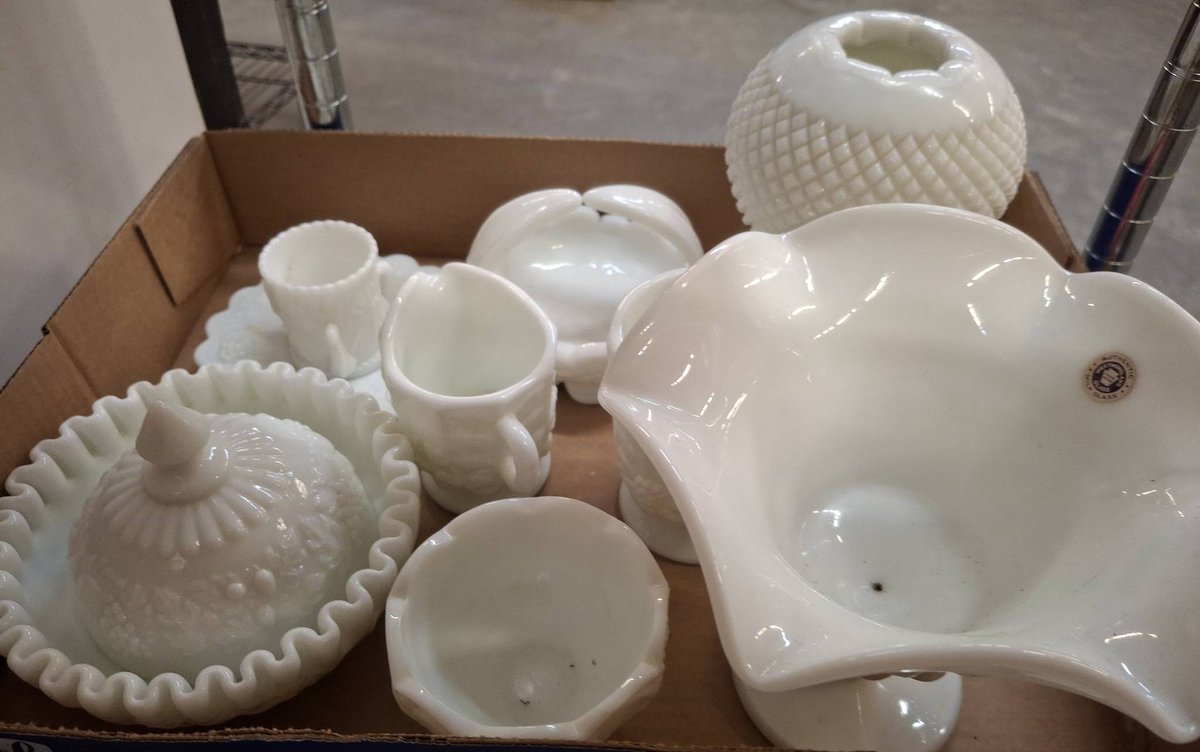 Westmoreland Milk Glass Compote & Assortment