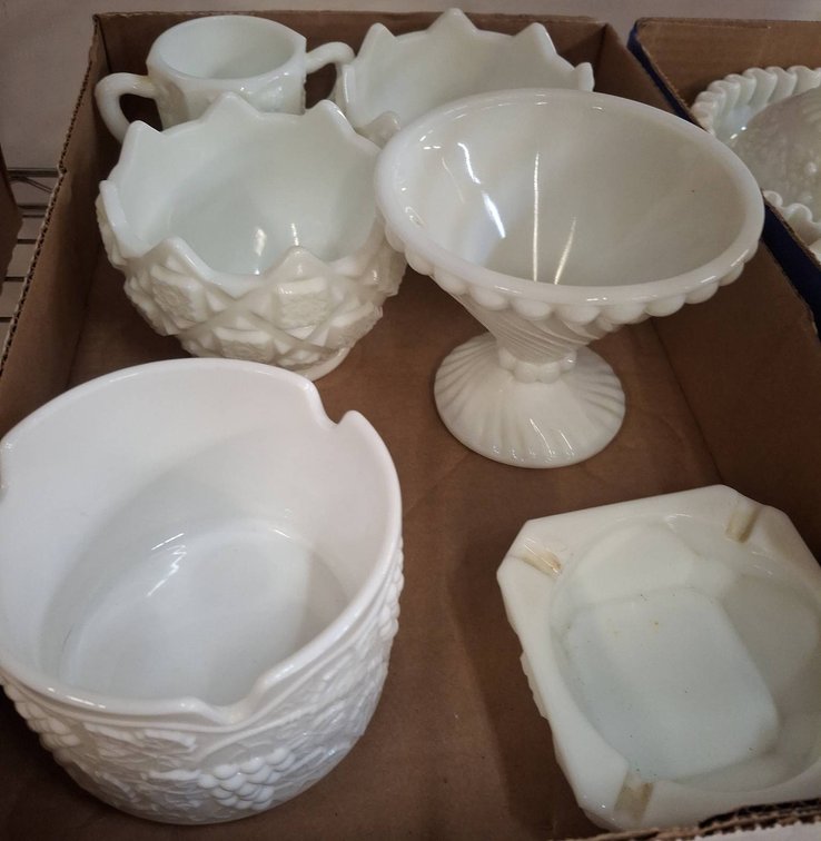Milk Glass Serving Pieces Assorted