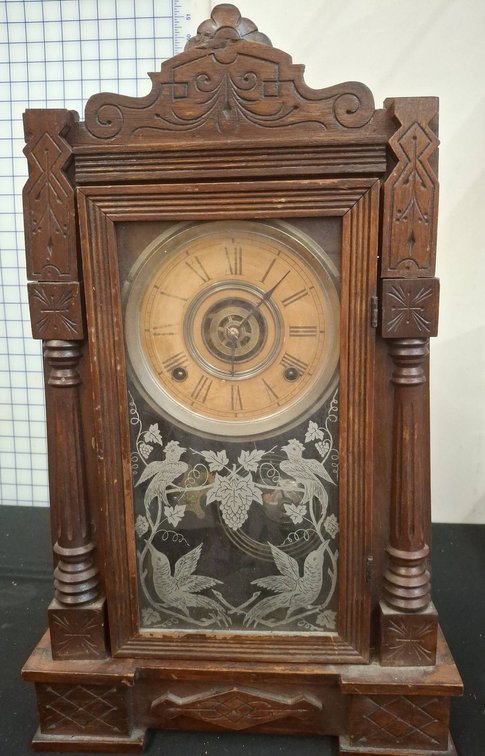 Wm. L. Gilbert Mantel Clock Wood 13"×21"×4"