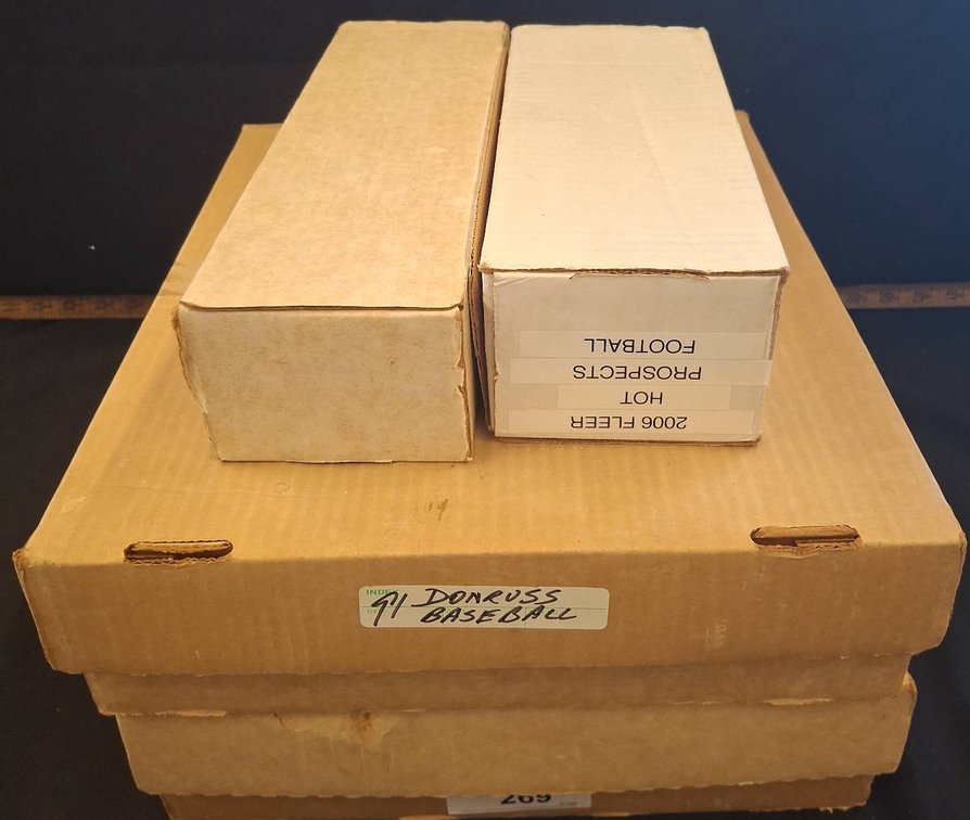 Large Sports Card Collection in Storage Boxes
