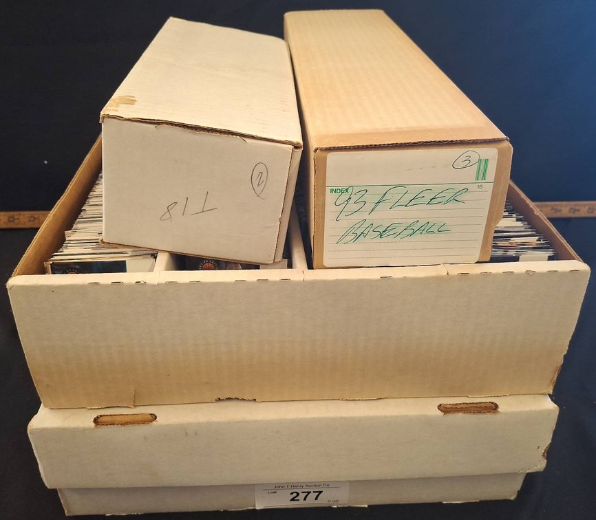Large Assortment of Sports Trading Cards in Boxes