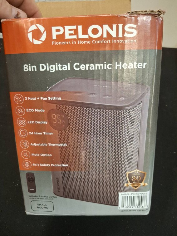 Pelonis 8in Digital Ceramic Heater, Model PSHC09Z5A