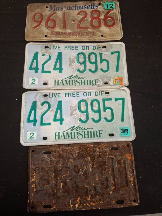 4 License Plates MA NH Various Years