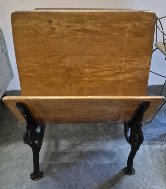 Wood and Cast Iron School Desk, 20x24x26 Inches