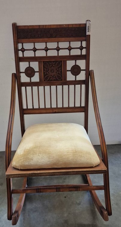 Wooden Rocking Chair With Carved Details