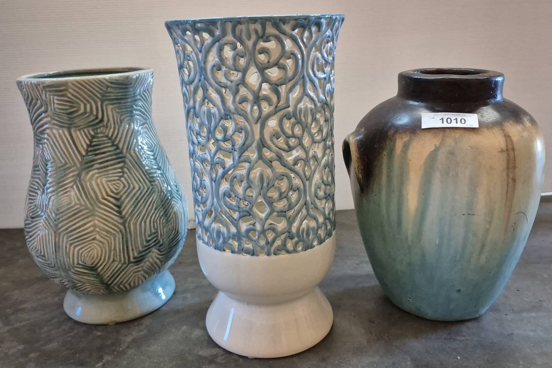 3 Ceramic Vases, Heights to 17 Inches