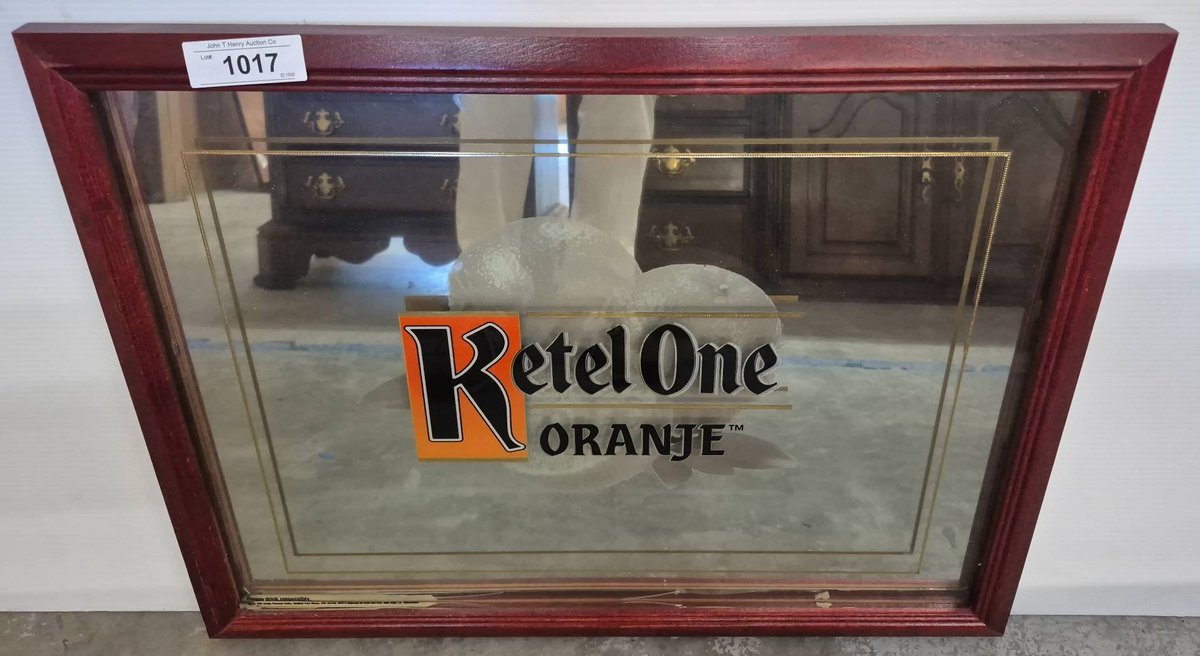 Ketel One Oranje Bar Mirror With Red Wood Frame