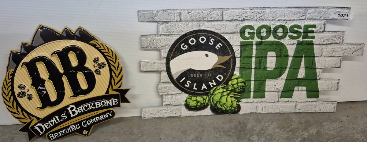 Devils Backbone & Goose Island Signs, 29x15 in.