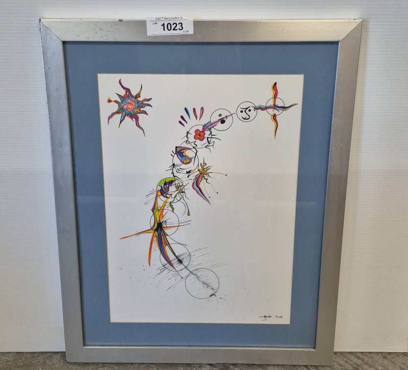Framed Abstract Art Signed and Dated 18x23