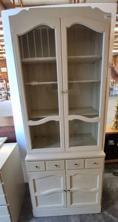 Ethan Allen Cream Wood China Cabinet Hutch