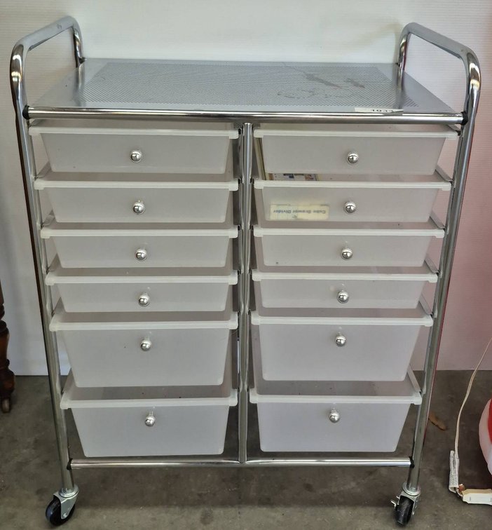 Metal Rolling Cart with 12 Drawers, 25x16x32