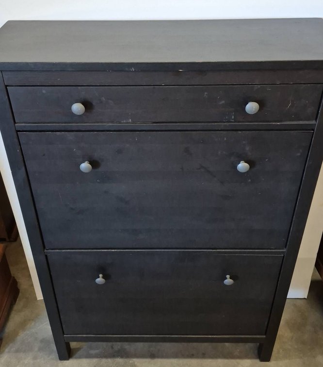 Black Wood Chest of Drawers 35x12x50 Inches