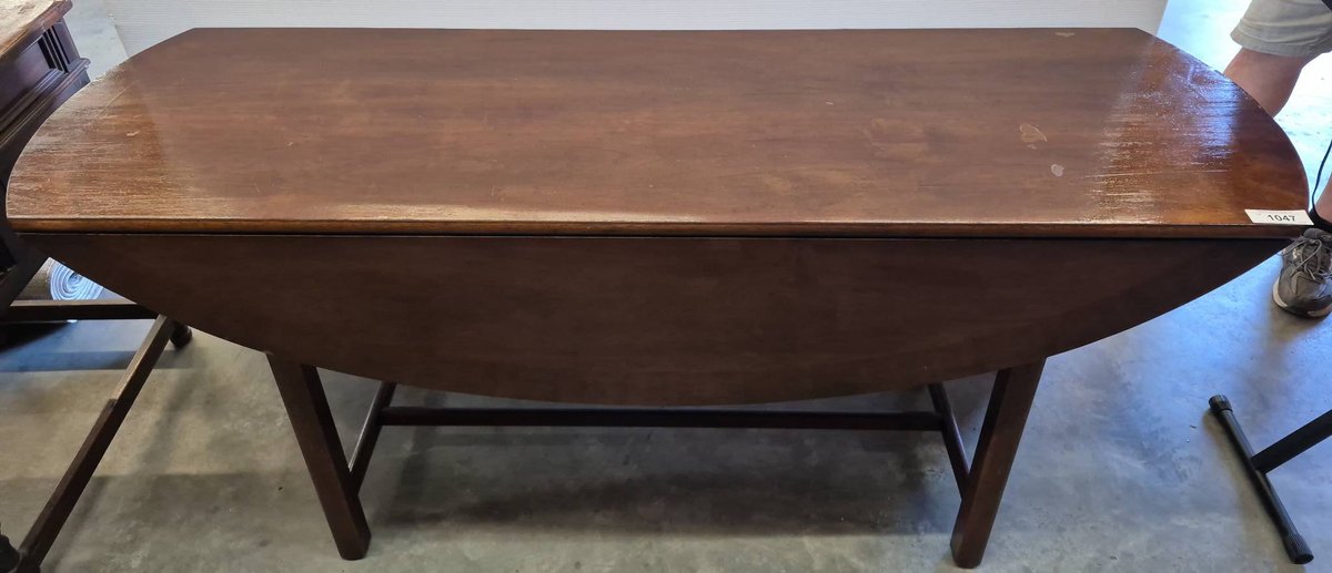 Wood Drop Leaf Table with Rounded Ends