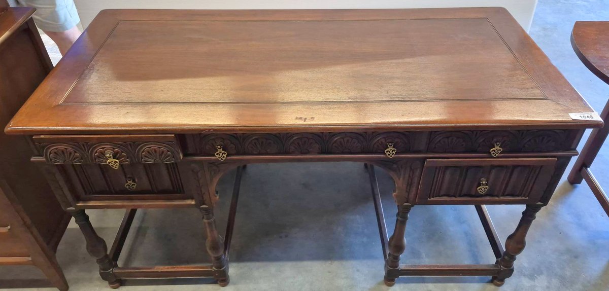 Wood Writing Desk with Carved Details 57x27x30