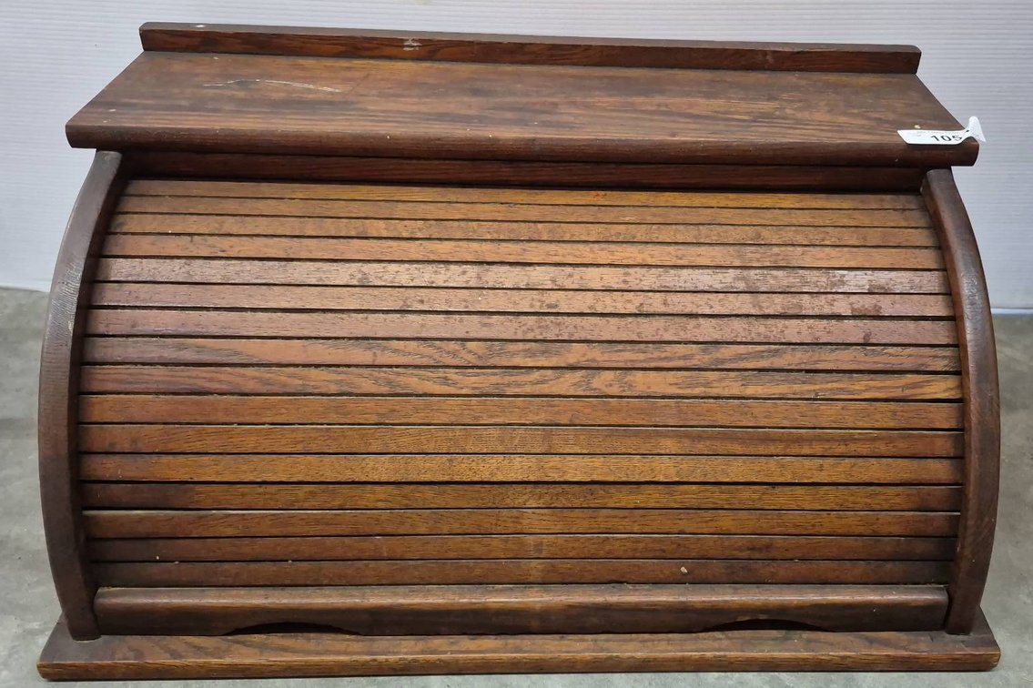 Wood Roll-Top Bread Box, 25x16x12 Inches