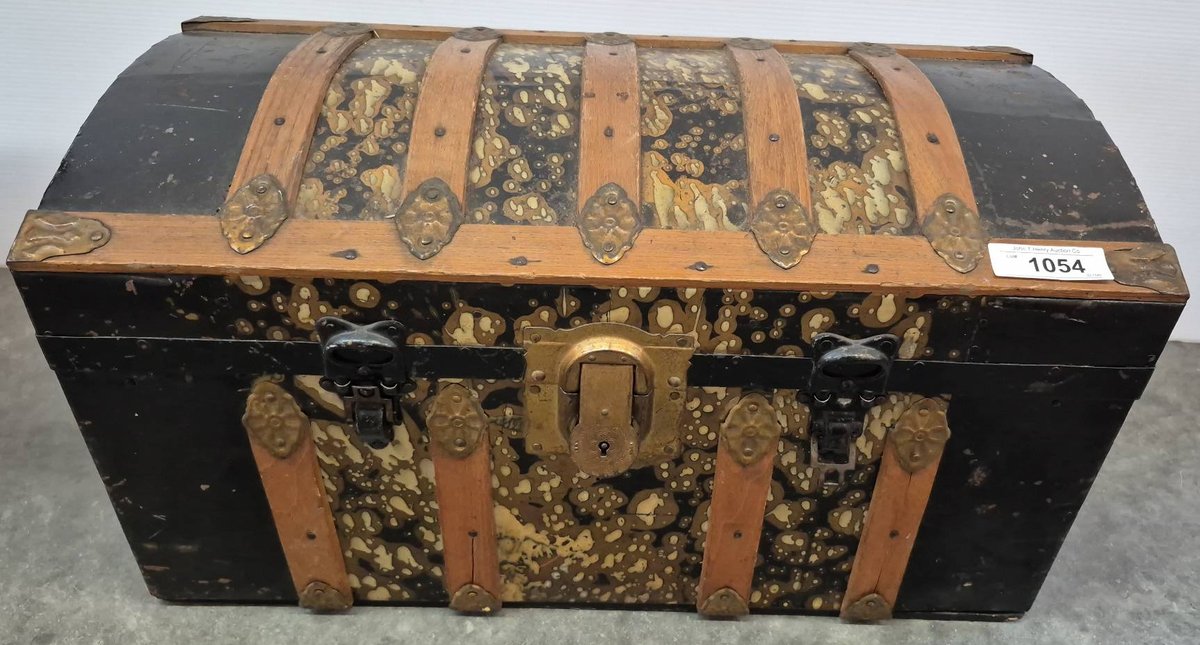 Wood and Metal Bound Steamer Trunk 26x12x13