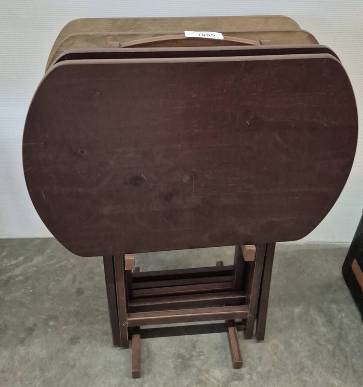 4 Wooden TV Trays With Stand