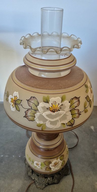Hand Painted Floral Glass Table Lamp 24 Inch