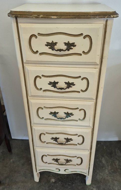 French Provincial 5-Drawer Tall Chest 18x14x46
