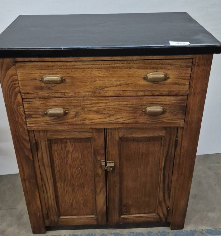 Wood Cabinet with Black Top, 32x18x40 Inches