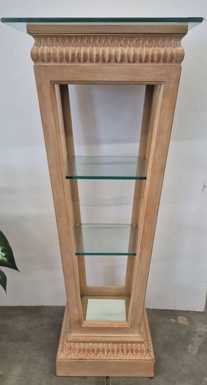 Glass Top Display Pedestal with Shelves 18x18x44
