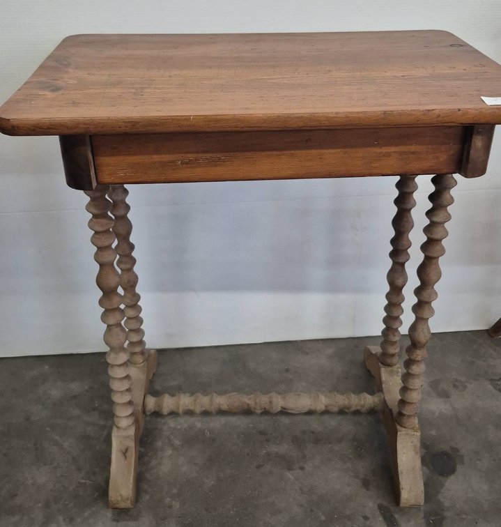 Wooden Table with Drawer and Turned Legs 24x15x27