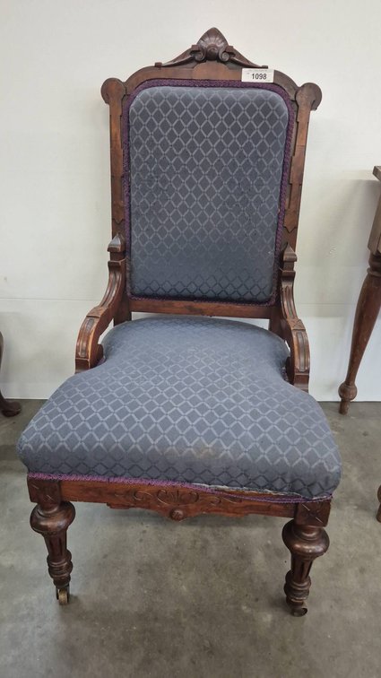 Upholstered Wood Accent Chair With Carved Legs
