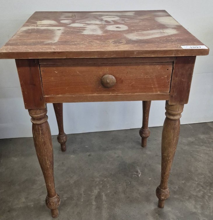 Wood Side Table with Drawer, 22x20x28 Inches