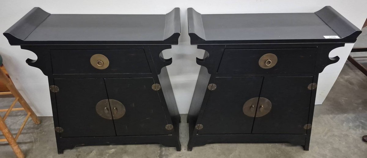 Black Wood Cabinets with Brass Hardware