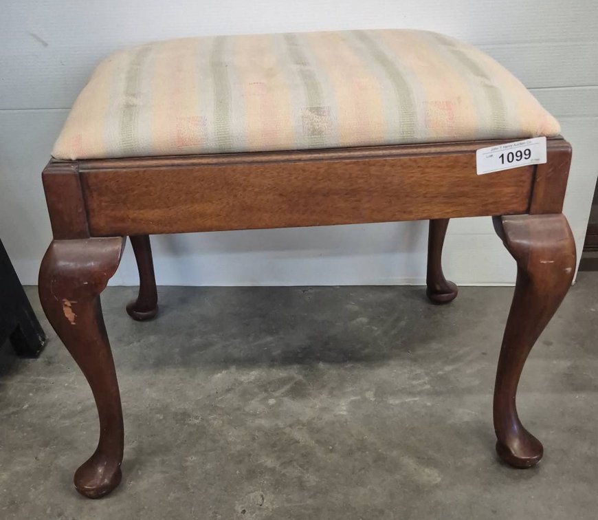 Upholstered Wooden Bench with Cabriole Legs 20x15x16