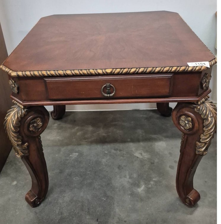 Wood Accent Table with Drawer 28x29x25 Inches