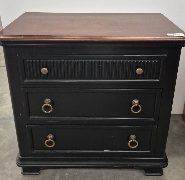 Black 3-Drawer Dresser with Wood Top, 31x18x31