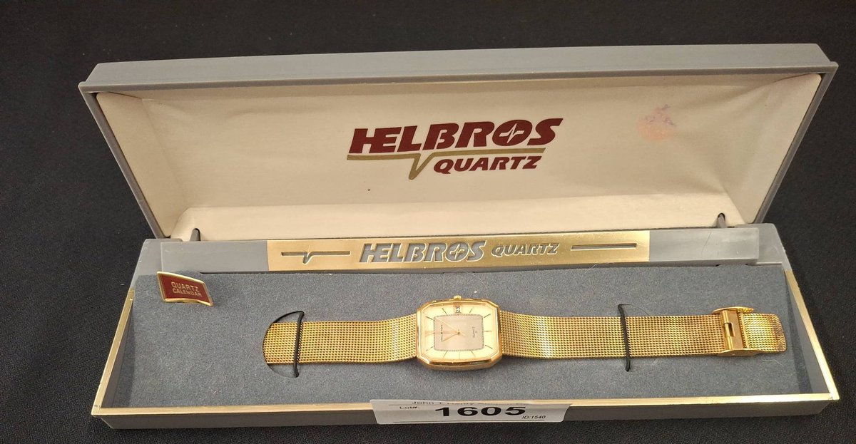 Helbros Quartz Gold-Tone Watch In Box