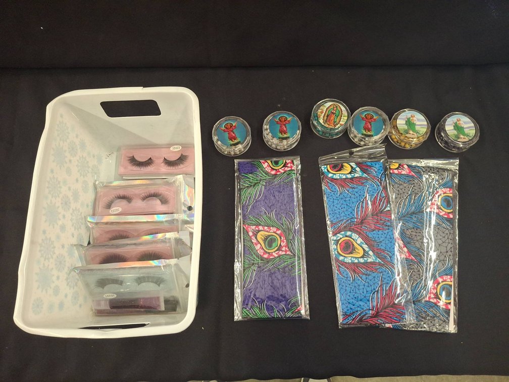 Lot Eyelashes, Scarves, Rosary Beads