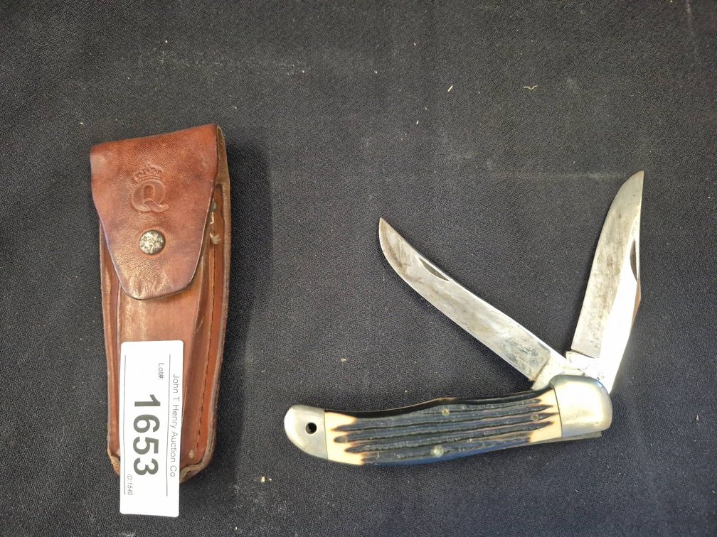 Queen Steel Two-Blade Pocket Knife w/ Sheath