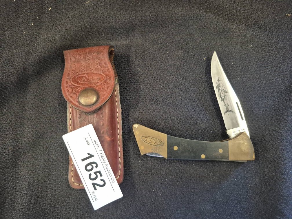 Case XX Folding Knife with Fish Engraving & Sheath