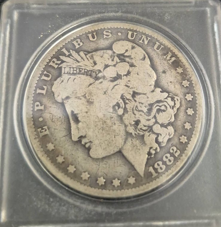 1882-o Morgan Silver Dollar in Display Case