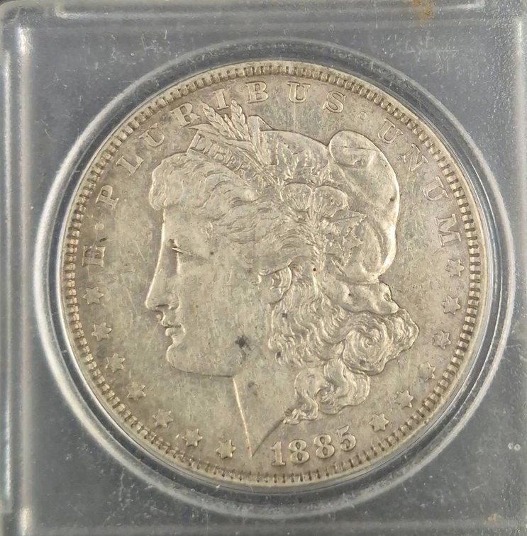 1885 Morgan Silver Dollar in Protective Case