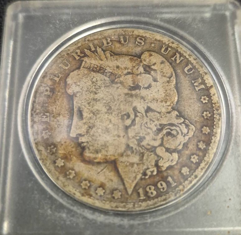 1891-O Morgan Silver Dollar in Display Case