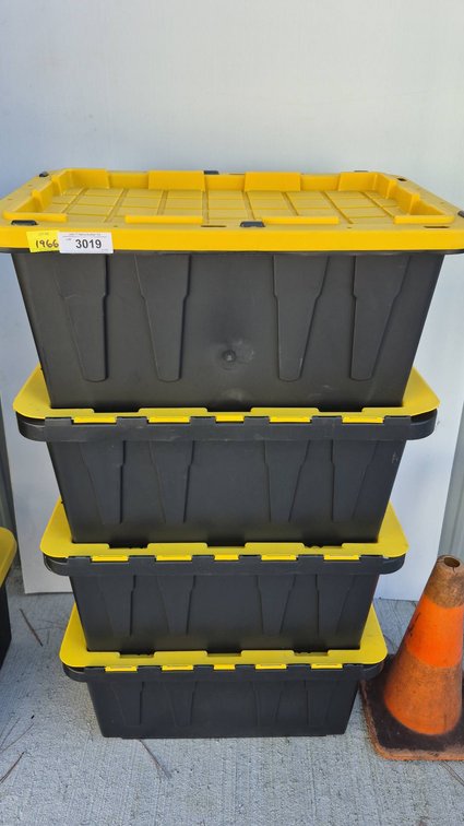 4 HDX 17 Gallon Black/Yellow Storage Totes