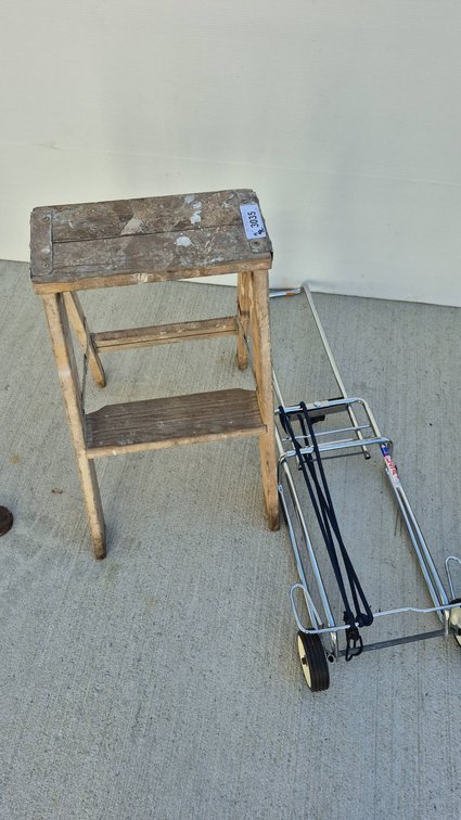 Wooden Step Stool and PFC Folding Cart 24"